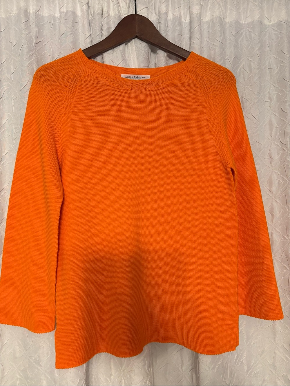 Amina Rubinacci  Bright Orange Scoop Neck Knit Sweater, size 40 Appears US Small